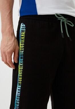 Bikkembergs Black Stripe Fleece Athletic Shorts Small